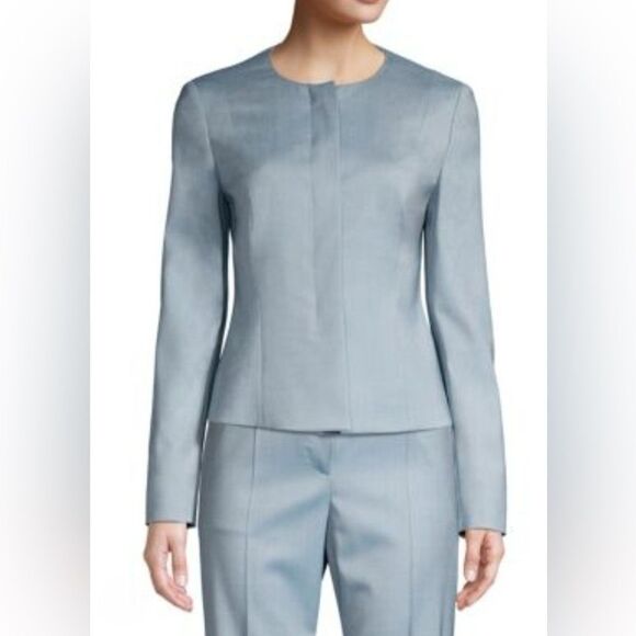 Hugo Boss Women's Javilla Zircon Blue Tailored Blazer 100% Virgin Wool - Picture 2 of 7